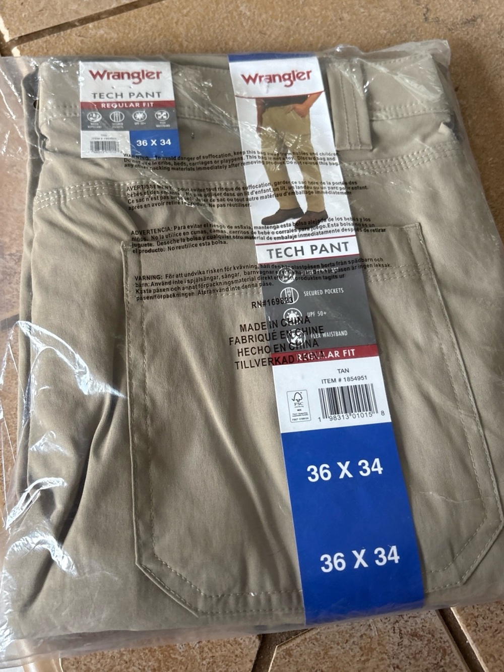 Wrangler Tech Pant Regular Fit in Tan New with Tags